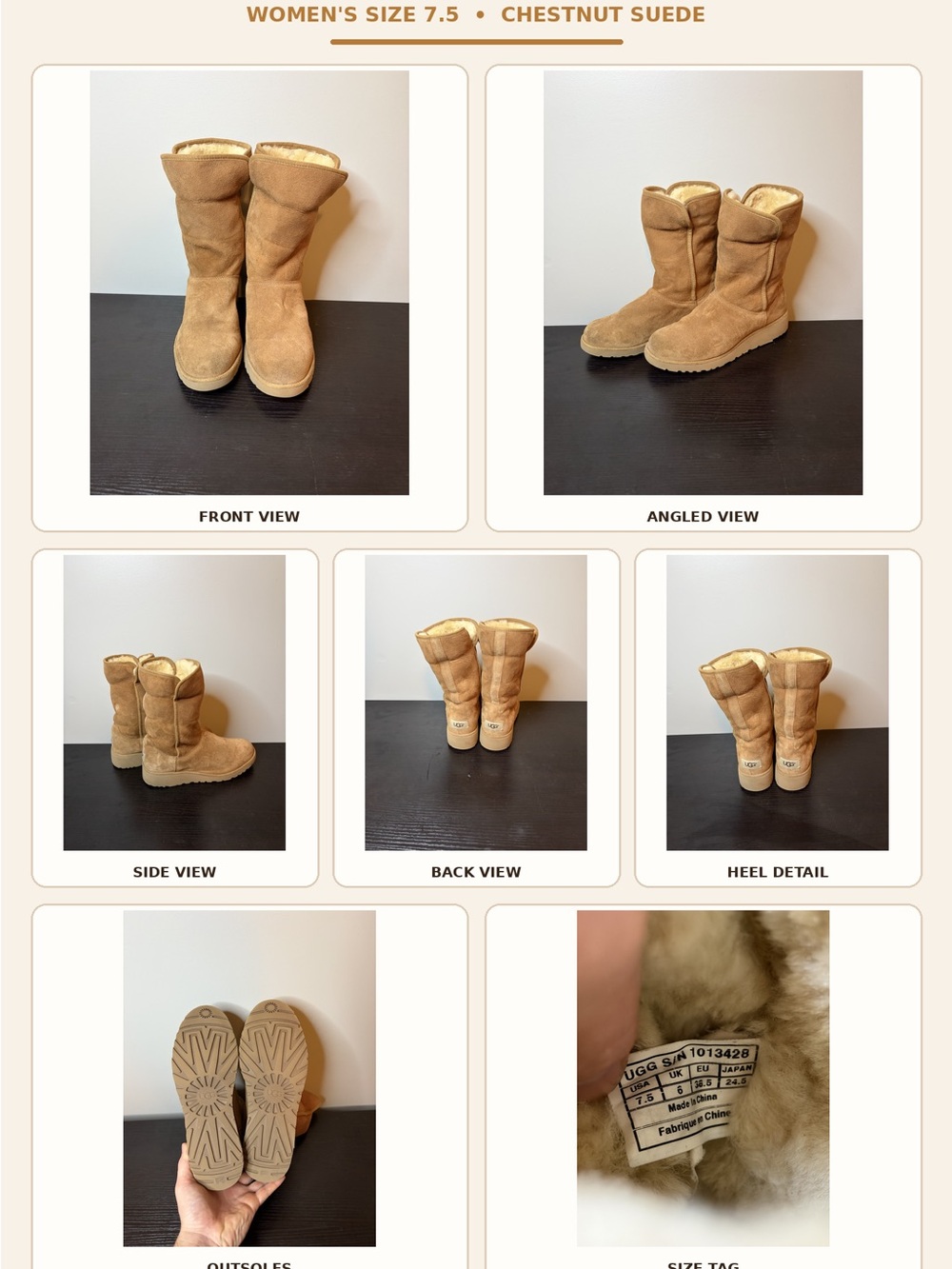 UGG Chestnut Suede Mid-Calf Shearling Boots